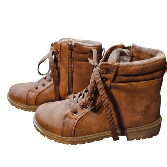 Boy's 3  Brown  Insulated Water Resistant Combat Boots Shoes Child's Kid's - Picture 2 of 6